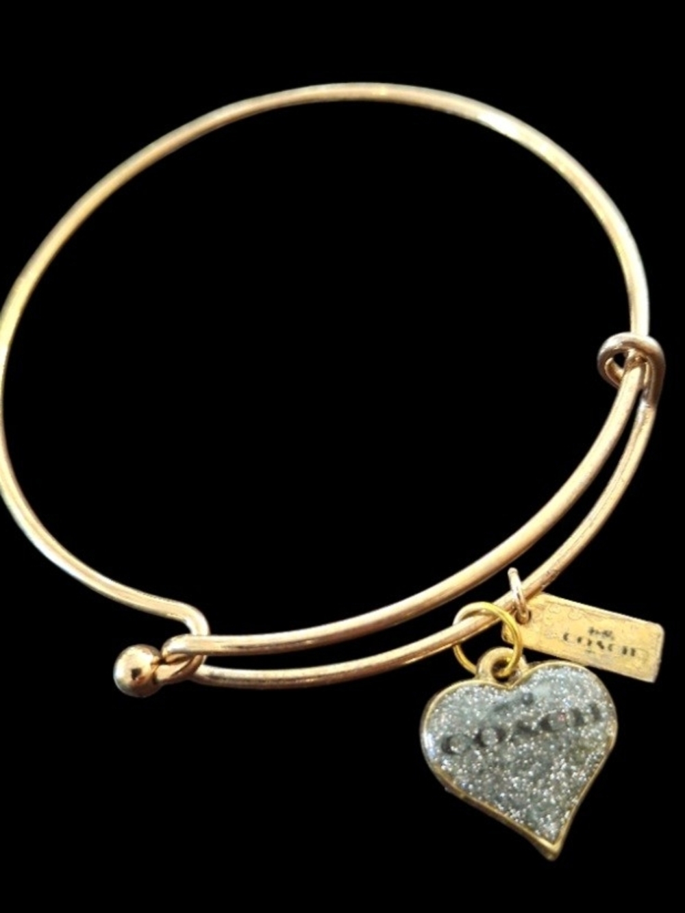 Coach Gold-Tone Bangle with Glitter Heart Charm